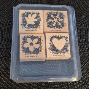 STAMPIN' UP! Retired 2005 'Made From Scratch' Stamp Set, Set of 4 Stamps